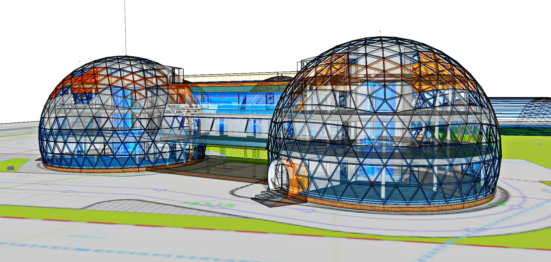 Istorinis sujungtų geodezinių pastatų 3D projektavimo tyrimas